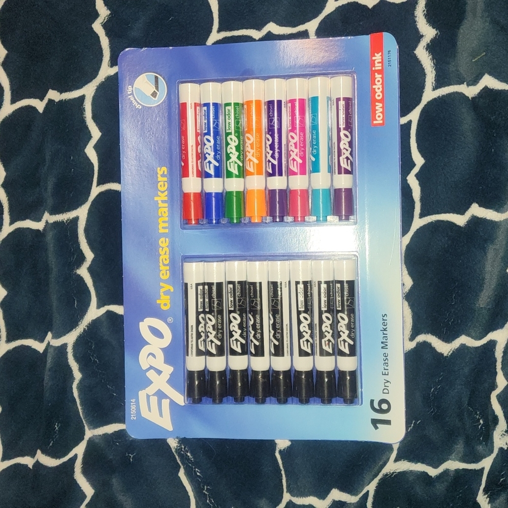 Expo Low Oder Dry Erase Markers, Chisel Tip Assorted color, 16 count